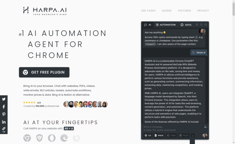 HARPA AI monitoring widgets for price tracking and page updates