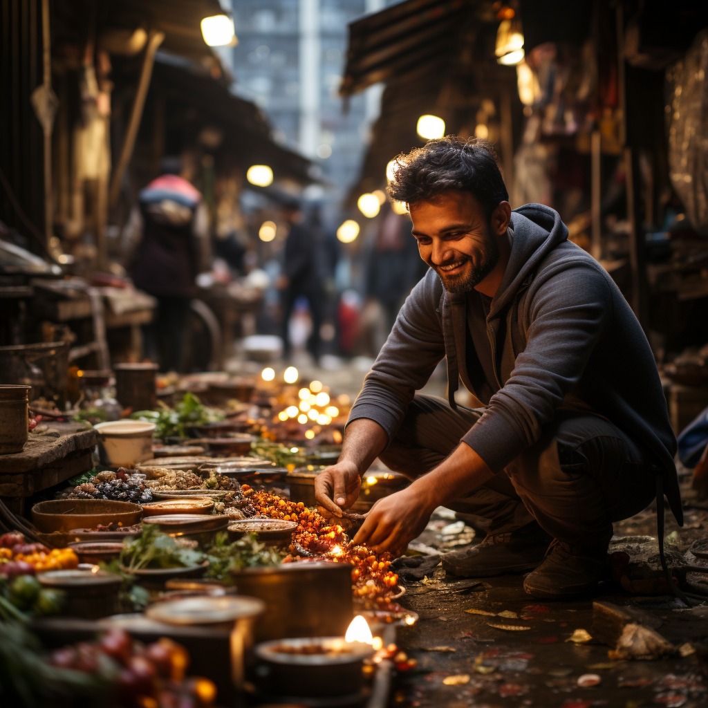Cinematography Technique -Rule of Thirds - Street Market -Photo Generated by Midjourney for The AI Track