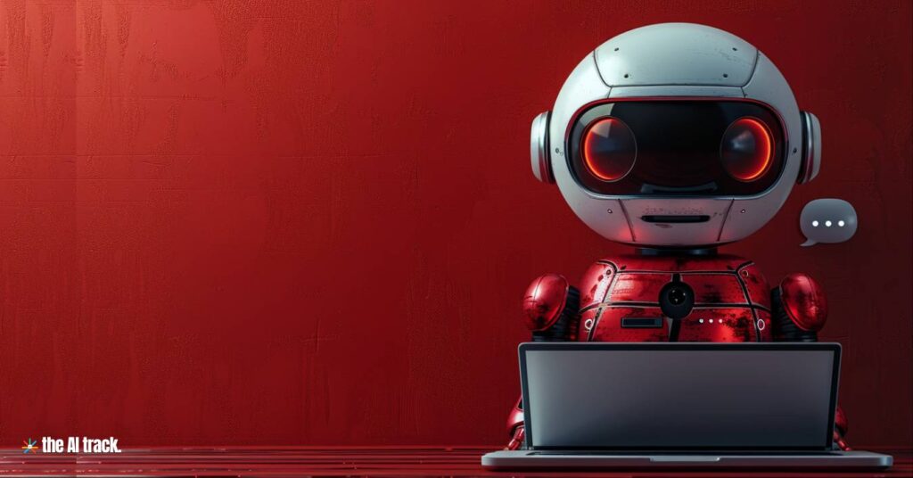 A laptop with an AI chatbot -Photo Generated by Midjourney for The AI Track