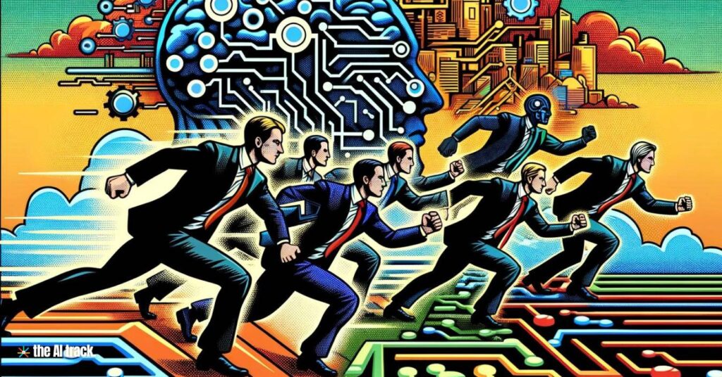 AI War - Executives in arms race - Image generated by AI for The AI Track