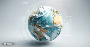 Global weather map rendered as a clean digital globe - NVIDIA Launches Earth-2 for Weather Forecasting (Credit - Midjourney, The AI Track)