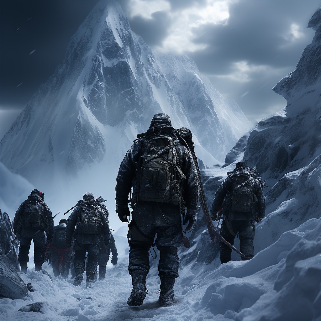 Cinematography -Deep Depth of Field - Adventurer atop a mountain 1 -Photo Generated by Midjourney for The AI Track