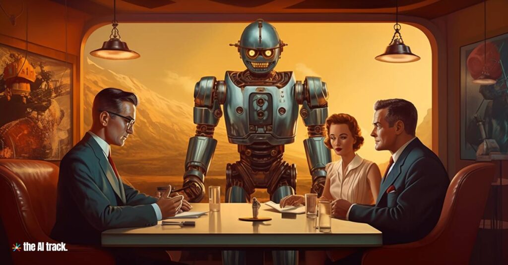 AI in Work - Future Scene - Image generated by Midjourney for The AI Track