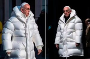 An AI-generated photo of Pope Francis wearing a white puffer coat went viral