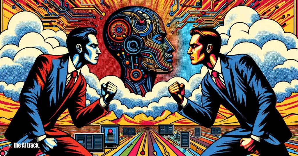AI War - Two Executives - Image generated by AI for The AI Track