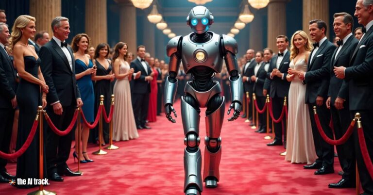 A robot at a red carpet event - Staircase Studios Produces AI-powered Movie - Credit - Reve, The AI Track