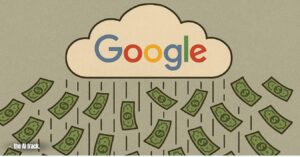 Giant Google cloud raining money (Alphabet Q1 2025 results soar fueled by AI) - Credit - ChatGPT, The AI Track