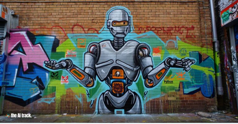 Street mural of a robot tagged (Hugging Face Acquires Pollen Robotics to Advance Open-Source AI Robots) - Credit - Reve, The AI Track