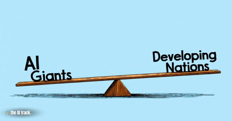 UN Report Predicts 4.8T AI Market - A seesaw with AI Giants and Developing Nations on each end Credit - ChatGPT, The AI Track