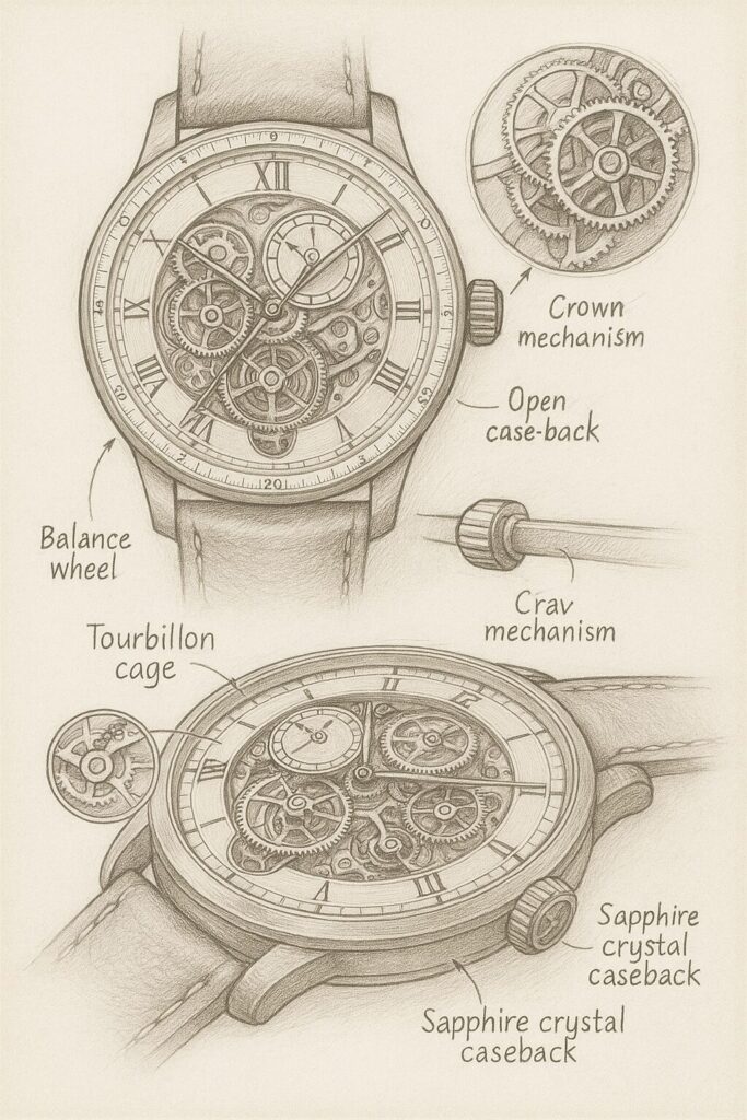 ChatGPT 4o Image Prompts - Blueprint mechanical wristwatch