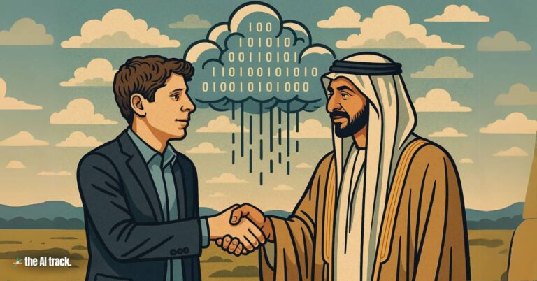 Sam Altman and Sheikh Tahnoon (UAE to Offer Free ChatGPT Plus to All Residents) Credit - ChatGPT, The AI Track