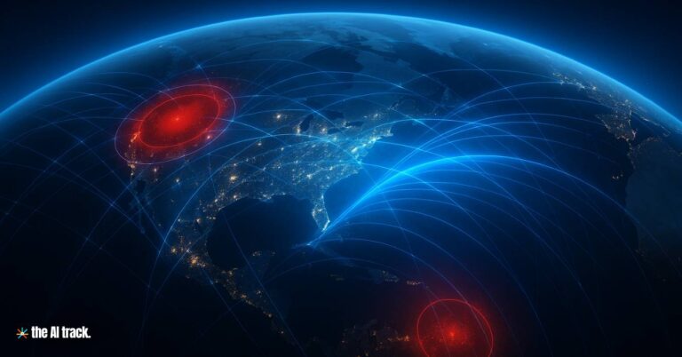 Global network lines, with red infection zones (Google's Big Sleep” Prevents Real-Time Cyberattack) - Credit - ChatGPT, The AI Track