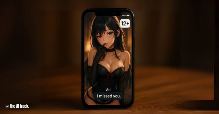 Smartphone showing Ani (xAI Adds Ani to Grok) - Credit - ChatGPT, The AI Track