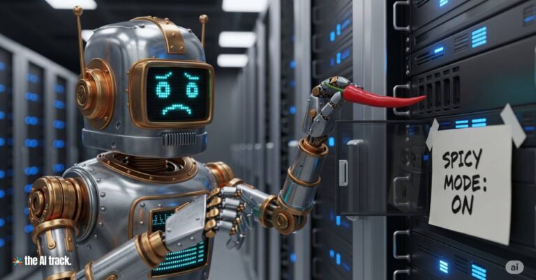 Robot turning Spicy Mode ON - xAI Launches Grok Imagine With NSFW Mode - Image Credit - Gemini, The AI Track