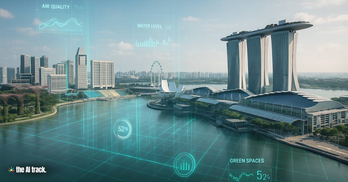 Futuristic Singapore Skyline with Data Overlays (Asia is fast embracing AI) Image Credit - ChatGPT, The AI Track