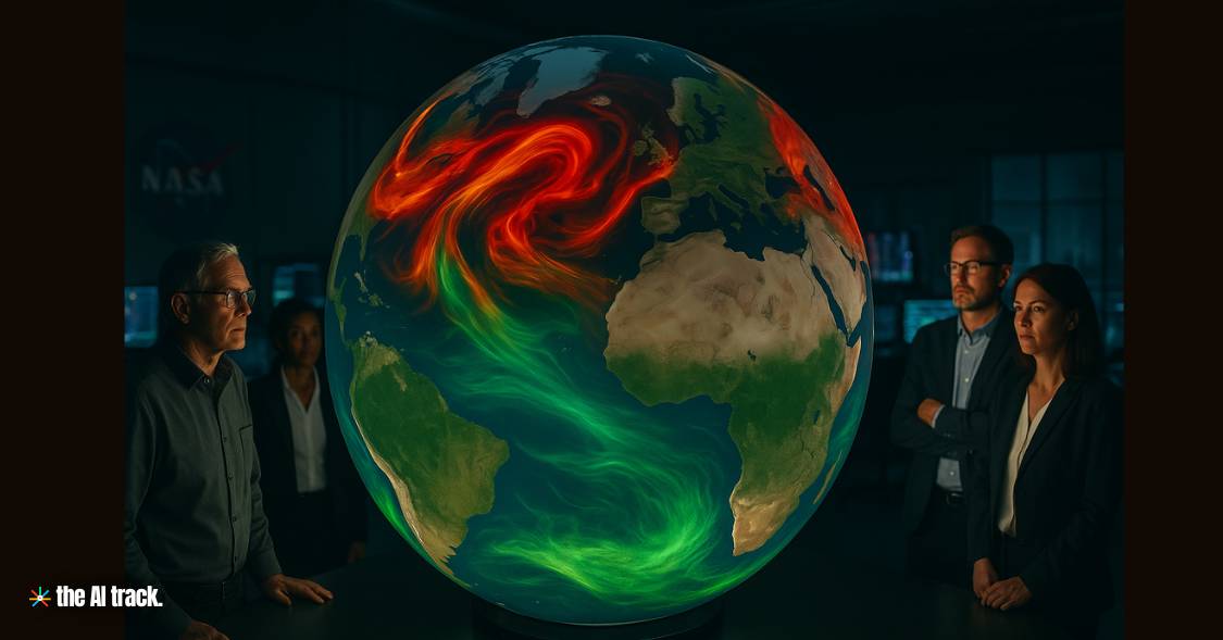 Scientists Study CO₂ Emissions Globe (Watch Carbon Dioxide Move Through Earth’s Atmosphere) Image Credit - ChatGPT, The AI Track