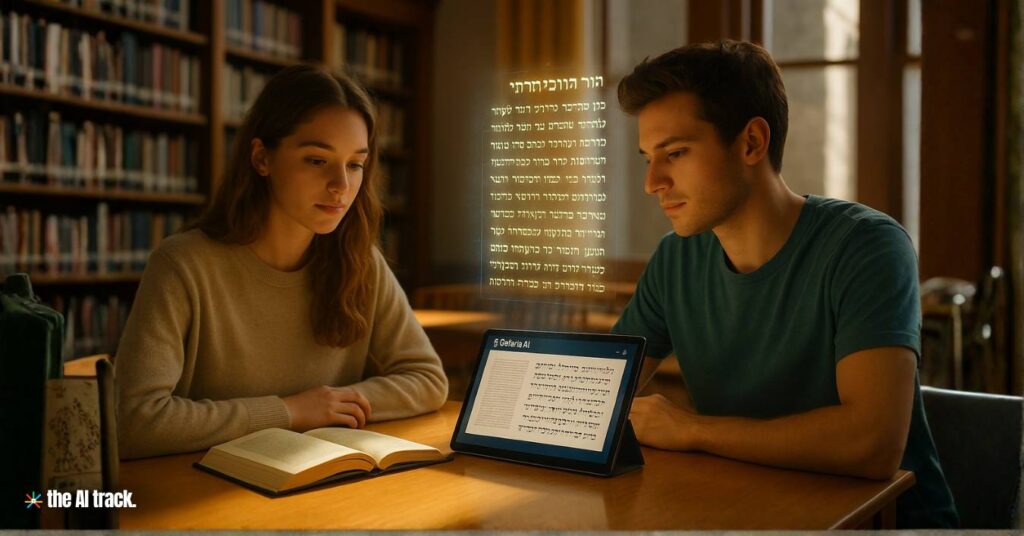 Studying with Sefaria AI in Library (Image Credit - ChatGPT, The AI Track)