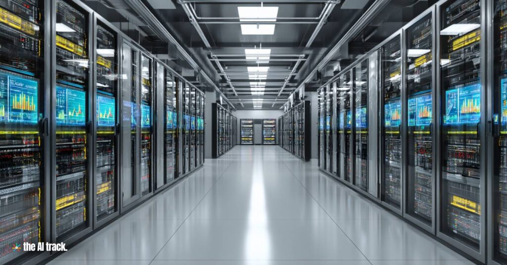 Data center aisle (Credit - Midjourney, The AI Track)