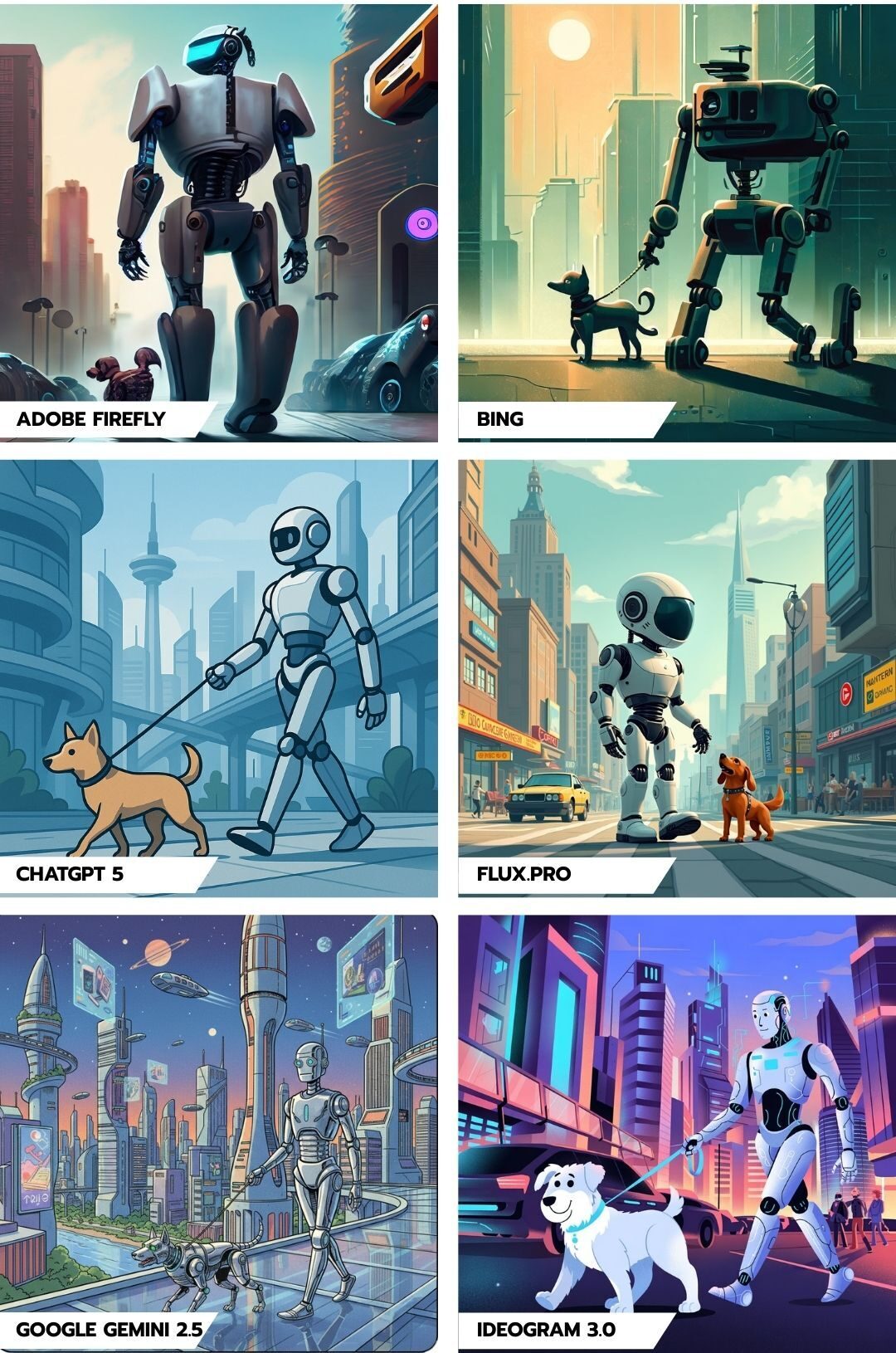 A robot walking a dog in a futuristic city - Part 1