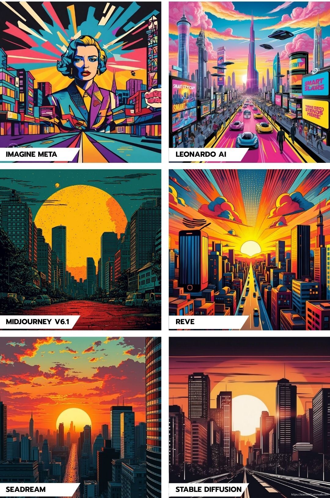 Astonishing sunrise in a smart city in the style of pop art - Part 2
