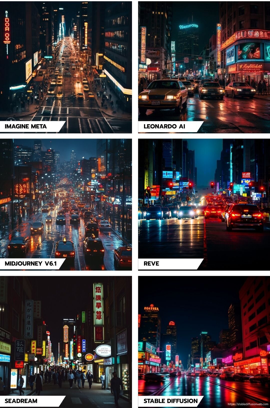 Busy city intersection at night with neon signs - Part 2