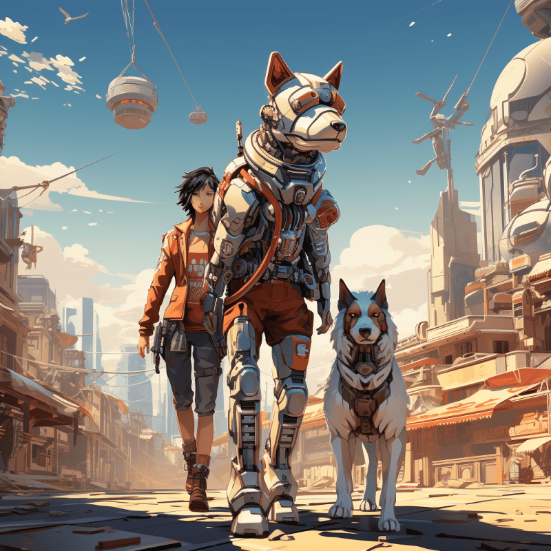 MIDJOURNEY - Best Image Generator Crash Test - illustration of a robot walking a dog
